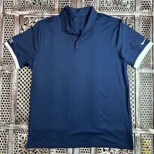 Nike Dri-Fit Shirt Blue White Short Sleeve Collared Polo Shirt Size XL